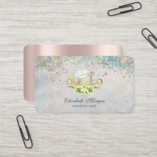 Cartão De Visita Ferramentas de Padaria Holográficas Confetes Color