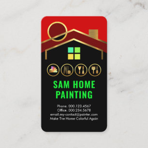 Cartão De Visita Ferramentas de Pintura de Edifício com Telhado Dou