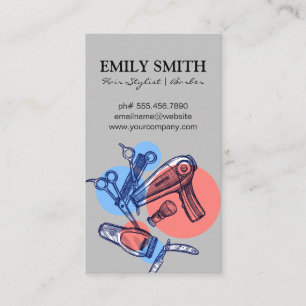 Cartão De Visita Ferramentas de tratamento de cabelo  Barber  Estil