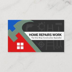 Cartão De Visita Ferramentas manuais do Na moda Hammer Roof Silhoue