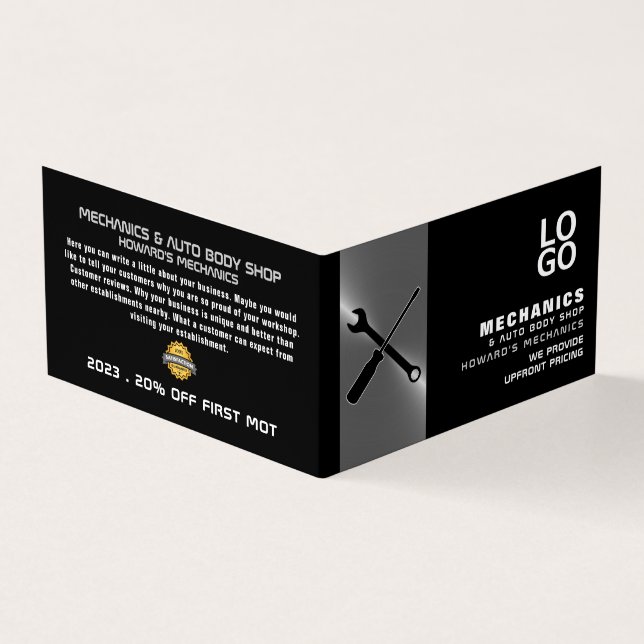 Cartão De Visita Ferramentas Mecânicas, Mecânica Automática e Repar (Exterior)