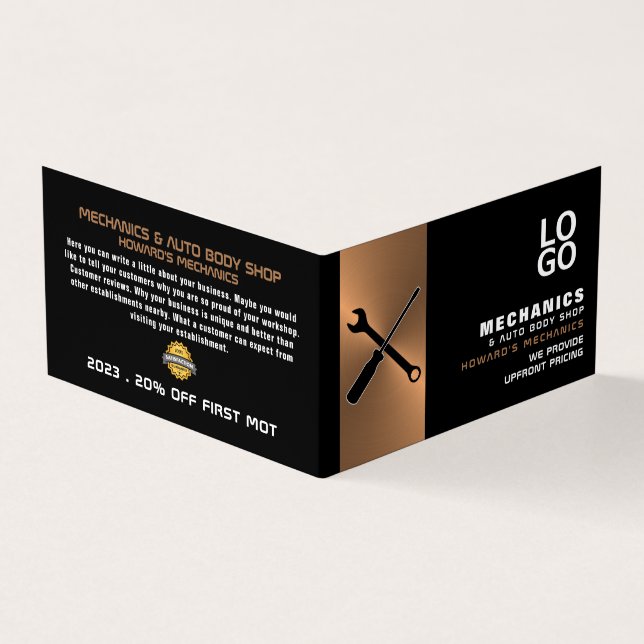 Cartão De Visita Ferramentas Mecânicas, Mecânica Automática e Repar (Exterior)