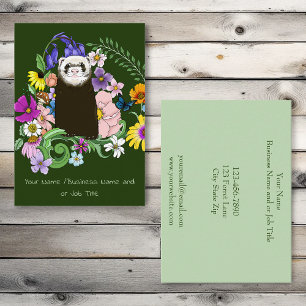 Cartão De Visita Ferret Floral verde-liso de chocolate