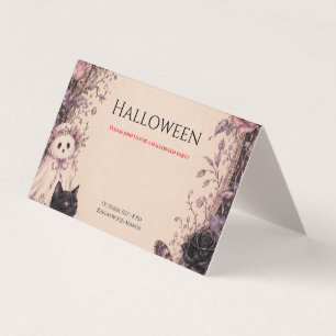 Cartão De Visita Festa de Halloween Botânica Escura Elegante