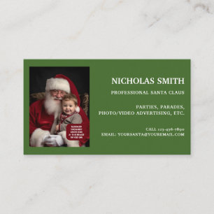 Cartão De Visita Festa Verde Profissional Papai Noel Foto
