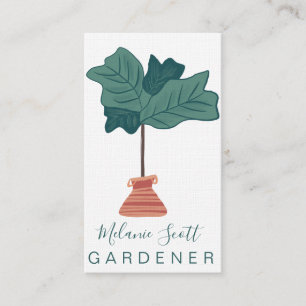Cartão De Visita Fiddle Tree Leaf Houseplant Drawn