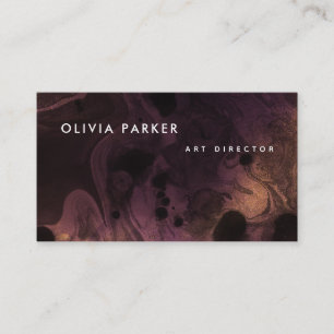 Cartão De Visita Fiery Dark Marble Aparência de Aquarela Dramátic