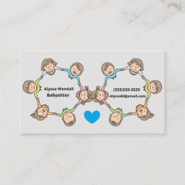 Cartão De Visita Filhos de desenhos animados tocando babá em círcul