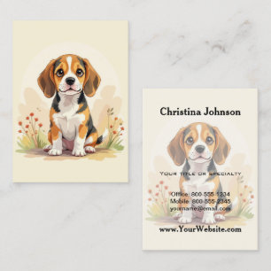 Cartão De Visita Filhote de Beagle Tricolor Preto, Marrom e Branco