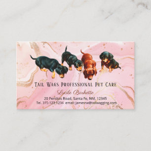 Cartão De Visita Filhotes de Dachshund Fofos Cuidados com Animais d