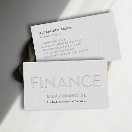 Cartão De Visita Finanças Faux Embossed Modern Professional Minimiz
