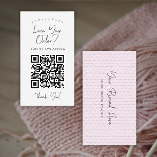 Cartão De Visita Fio Rosa Bege Código QR de Tricô Deixe uma Avaliaç