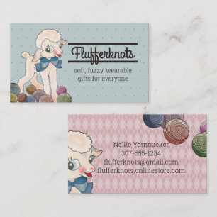 Cartão De Visita Fios de cordeiro, cordeiro, coroa, lã, tricô,