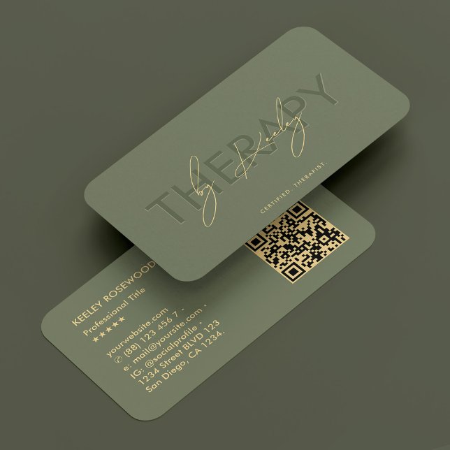 Cartão De Visita Fisioterapeuta Terapeuta Elegante Sage Green (Therapist Physiotherapist Elegant Sage Green Business Card
)