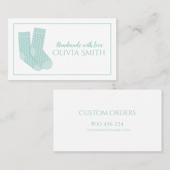 Cartão De Visita Fita à mão com Artesanato com amor (Frente/Verso)