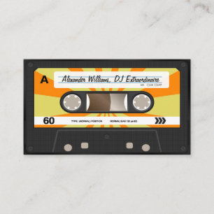Cartão De Visita Fita Cassete Laranja/Amarela Música DJ Discotecári