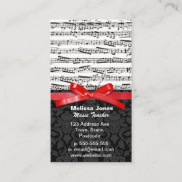 Cartão De Visita Fita do vermelho das notas e do falso da música