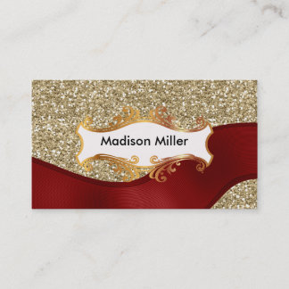 Cartão De Visita Fita dourada do vermelho do fundo