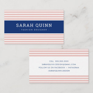 Cartão De Visita FITA MÍNIMA MODERNA marinho cor-de-rosa azul branc