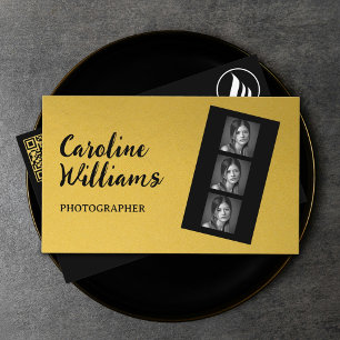 Cartão De Visita Fita na moda dourada Fotografia Logotipo Código QR