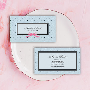 Cartão De Visita Fita Vermelha Bolinhas Negra Clássica Moderna