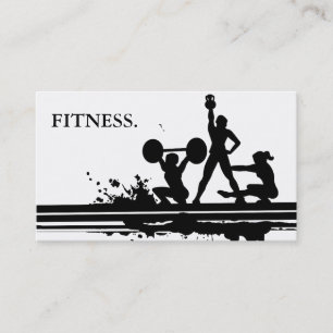 Cartão De Visita Fitness Preto e Branco Moderno