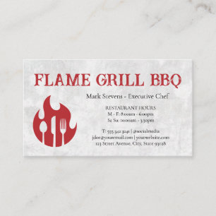 Cartão De Visita Flame Grill Utensils   Logotipo do restaurante