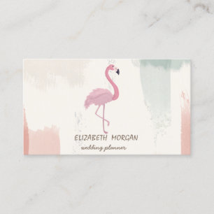 Cartão De Visita Flamingo Rosa, Pincelada de Aquarela