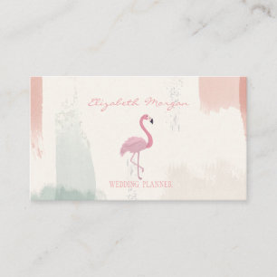 Cartão De Visita Flamingo Rosa Profissional, Pincelada de Aquarela