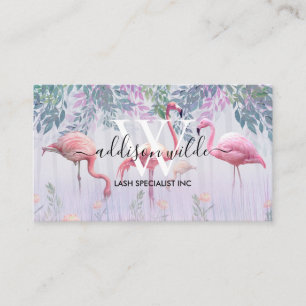 Cartão De Visita Flamingos De Água, Cor De Água, Da Família Trop