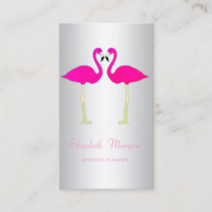 Cartão De Visita Flamingos Rosa Modernos e Divertidos Apaixonados