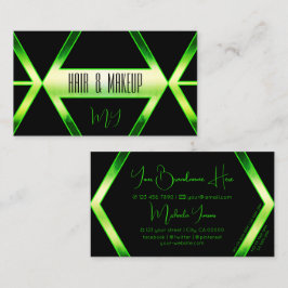 Cartão De Visita Flashy Black Shimmery Green com Na moda monograma
