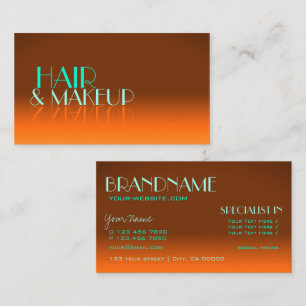 Cartão De Visita Flashy Orange e Teal Mirror Font Professional