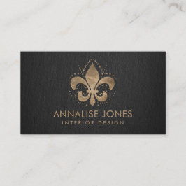 Cartão De Visita Fleur-de-lis Pastel Dourado