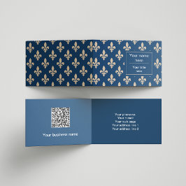 Cartão De Visita Fleur de Lis Pattern, francês, real, creme, azul