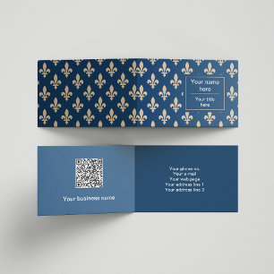 Cartão De Visita Fleur de Lis Pattern, francês, real, creme, azul