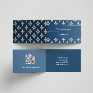 Cartão De Visita Fleur de Lis Pattern, francês, real, creme, azul