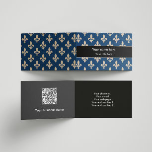 Cartão De Visita Fleur de Lis Pattern, francês, real, creme, azul