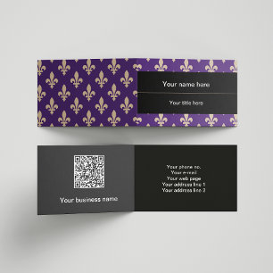 Cartão De Visita Fleur de Lis Pattern, Francês, Real, Creme, Roxo