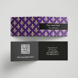 Cartão De Visita Fleur de Lis Pattern, Francês, Real, Creme, Roxo