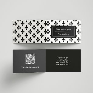 Cartão De Visita Fleur de Lis Pattern, francês, real, negro