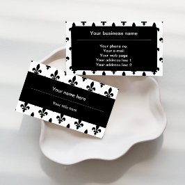 Cartão De Visita Fleur de Lis Pattern, francês, real, negro