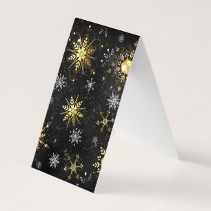 Cartão De Visita Flocos de neve do Ouro Xmas em preto