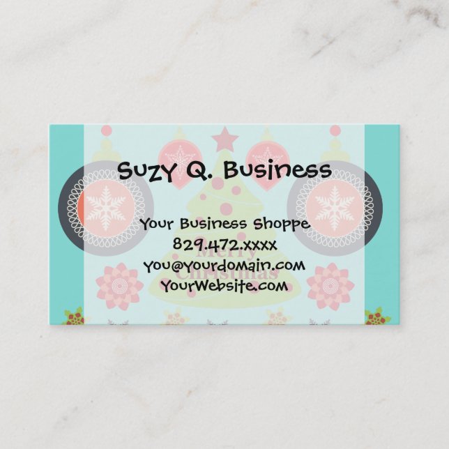 Cartão De Visita Flocos de neve modernos da árvore do Feliz Natal (Frente)