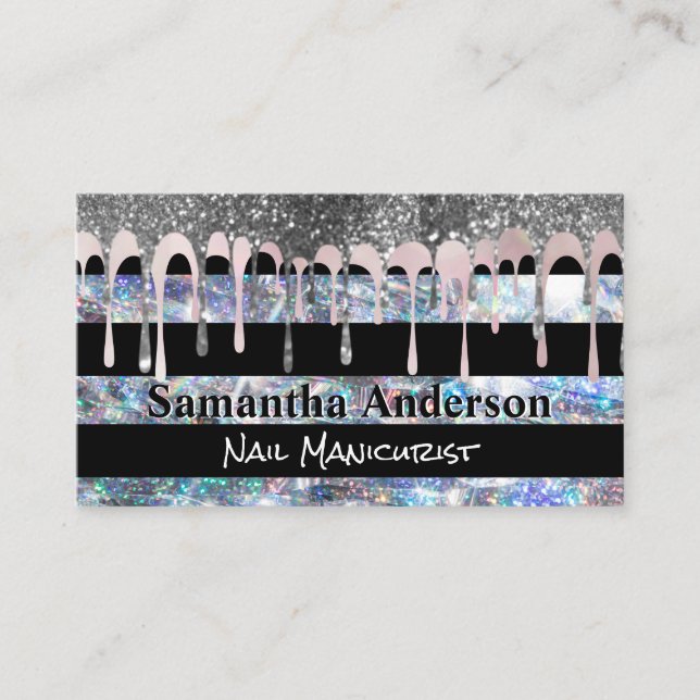 Cartão De Visita Flocos Dourados roxos | Sequência de falhas | Busi (Frente)