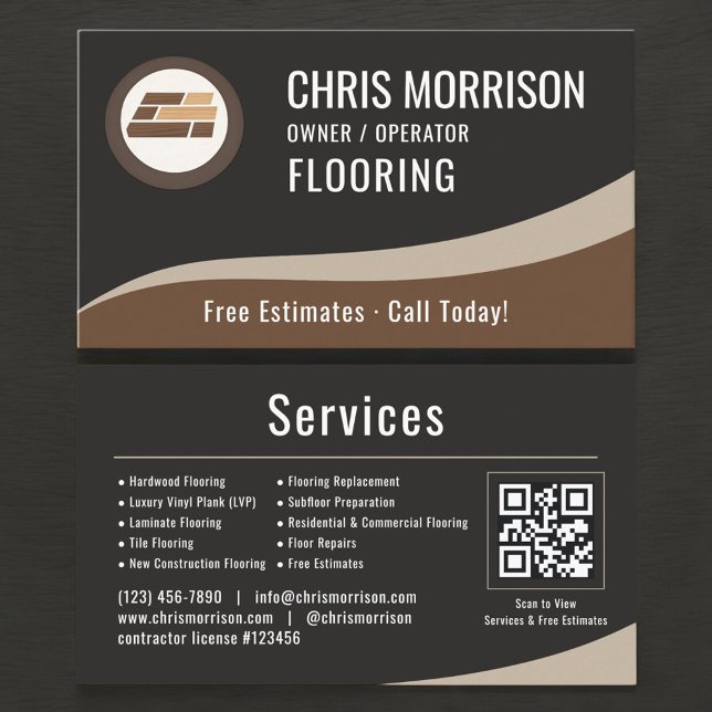 Cartão De Visita Flooring Installation QR Code (Criador carregado)