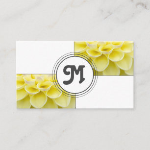 Cartão De Visita Flor amarelo monograma com duas azulejos