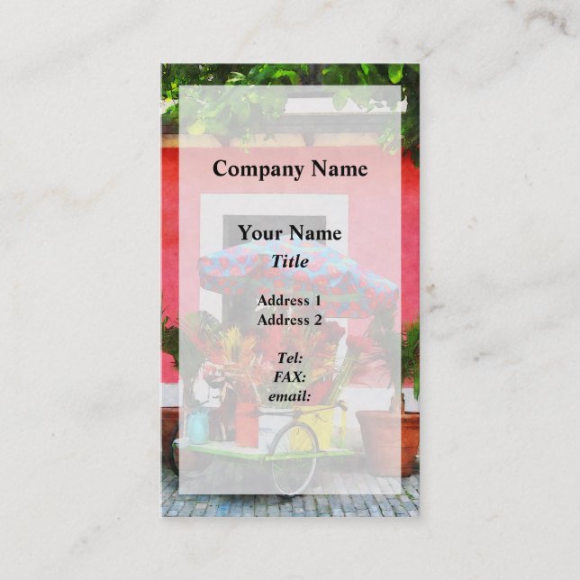 Cartão De Visita Flor Cart San Juan, Porto Rico (Frente)