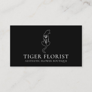Cartão De Visita Flor de Animal Preto Tigre