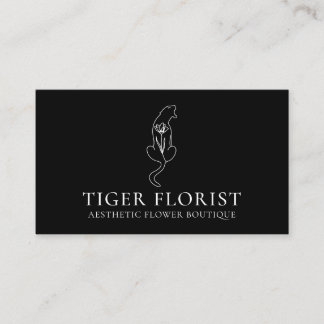 Cartão De Visita Flor de Animal Preto Tigre
